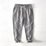 Men's Linen Cotton Striped Ankle-Length Pants | Lightweight Breathable Summer Comfort