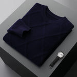 Men's Merino Wool Diamond-Knit Crewneck Sweater | Lightweight Structured Warmth