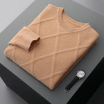 Men's Merino Wool Diamond-Knit Crewneck Sweater | Lightweight Structured Warmth