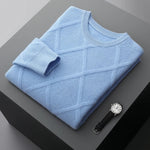 Men's Merino Wool Diamond-Knit Crewneck Sweater | Lightweight Structured Warmth