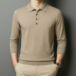Men's Merino Wool Long Sleeve Polo Shirt | Tailored Soft Comfort Design
