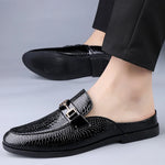 Men's Patent Leather Mules | Stylish Casual Summer Sandals | Breathable Open Back Design