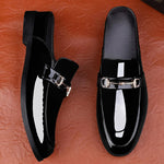 Men's Patent Leather Mules | Stylish Casual Summer Sandals | Breathable Open Back Design