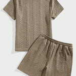 Men's Polyester Cable Knit 2-Piece Set | Stylish Casual Comfort Ensemble