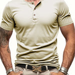 Men's Polyester Fiber Short Sleeve Henley T-Shirt | Soft Touch Everyday Essential