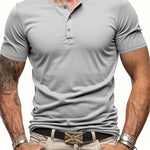 Men's Polyester Fiber Short Sleeve Henley T-Shirt | Soft Touch Everyday Essential