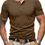 Men's Polyester Fiber Short Sleeve Henley T-Shirt | Soft Touch Everyday Essential
