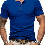 Men's Polyester Fiber Short Sleeve Henley T-Shirt | Soft Touch Everyday Essential