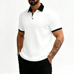 Men's Polyester Jacquard Knit Polo Shirt | Soft Breathable Summer Essential