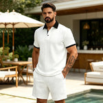 Men's Polyester Jacquard Knit Polo Shirt | Soft Breathable Summer Essential