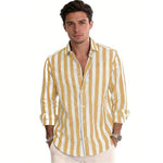 Men's Polyester Long Sleeve Stripe Shirt | Classic Autumn Winter Essential