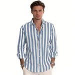 Men's Polyester Long Sleeve Stripe Shirt | Classic Autumn Winter Essential