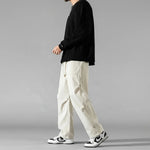 Men's Polyester Wide Leg Cargo Pants | Trendy Loose Streetwear Fit