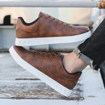 Men's Premium Leather Low-Top Sneakers | Sleek All-Day Comfort Design