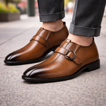 Men's Premium Leather Monk Strap Shoes | Refined All-Day Comfort Fit