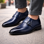 Men's Premium Leather Monk Strap Shoes | Refined All-Day Comfort Fit