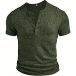 Men's Ribbed Cotton Henley Shirt | Slim Fit Casual Summer Essential | Modern Street Fit