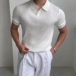 Men's Ribbed Knit Polo Shirt | Lightweight Breathable Comfort
