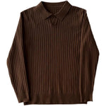 Men's Ribbed Long Sleeve Polo Shirt | Refined Casual Elegance