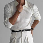 Men's Ribbed Long Sleeve Polo Shirt | Refined Casual Elegance