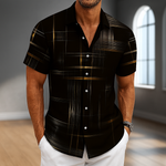 Men's Silk Blend Button-Up Shirt | Tailored Modern Grid Design