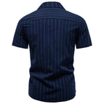 Men's Soft Cotton Stripe Short Sleeve Shirt | Casual Summer Top with Button Pocket