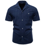Men's Soft Cotton Stripe Short Sleeve Shirt | Casual Summer Top with Button Pocket