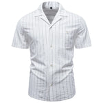 Men's Soft Cotton Stripe Short Sleeve Shirt | Casual Summer Top with Button Pocket