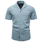 Men's Soft Cotton Stripe Short Sleeve Shirt | Casual Summer Top with Button Pocket