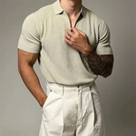 Men's Soft Knit Polo Shirt | Modern Zip-Up Casual Top | Tailored Fit Stylish Attire