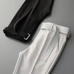 Men's Solid Color Suit Pants | Elegant Draped Fit for Timeless Style