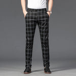 Men's Stretch Fabric Slim Fit Trousers | Tailored Bold Plaid Design
