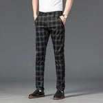 Men's Stretch Fabric Slim Fit Trousers | Tailored Bold Plaid Design