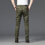Men's Stretch Fabric Slim Fit Trousers | Tailored Bold Plaid Design