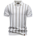 Men's Stripe Cotton Polo Shirt | Stylish Casual Short Sleeve Top