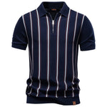 Men's Stripe Cotton Polo Shirt | Stylish Casual Short Sleeve Top