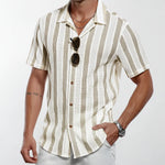 Men's Striped Polyester Cardigan | Stylish Summer Comfort Fit