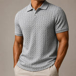Men's Textured Cable-Knit Polo Shirt | Refined Classic Layering Essential