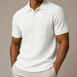 Men's Textured Cable-Knit Polo Shirt | Refined Classic Layering Essential
