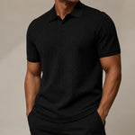 Men's Textured Cable-Knit Polo Shirt | Refined Classic Layering Essential