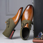 Men's Vegan Leather and Suede Loafers | Refined Double Buckle Design