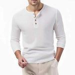 Men's Waffle Henley T-Shirt | Breathable Casual Long Sleeve Top