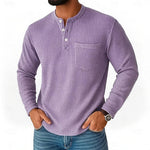 Men's Waffle Knit Henley T-Shirt | Breathable Casual Comfort Fit