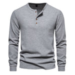 Men's Waffle Knit Long Sleeve T-Shirt | Breathable Casual Comfort Fit