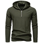 Men's Waffle Long Sleeve Hooded T-Shirt | Breathable Casual Autumn Style