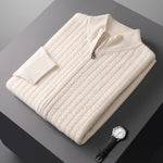 Men's Wool Knit Full-Zip Sweater | Refined Transitional Elegance Design