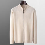 Men's Wool Knit Full-Zip Sweater | Refined Transitional Elegance Design