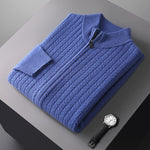 Men's Wool Knit Full-Zip Sweater | Refined Transitional Elegance Design