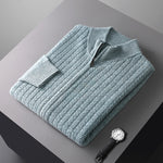 Men's Wool Knit Full-Zip Sweater | Refined Transitional Elegance Design