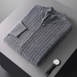 Men's Wool Knit Full-Zip Sweater | Refined Transitional Elegance Design